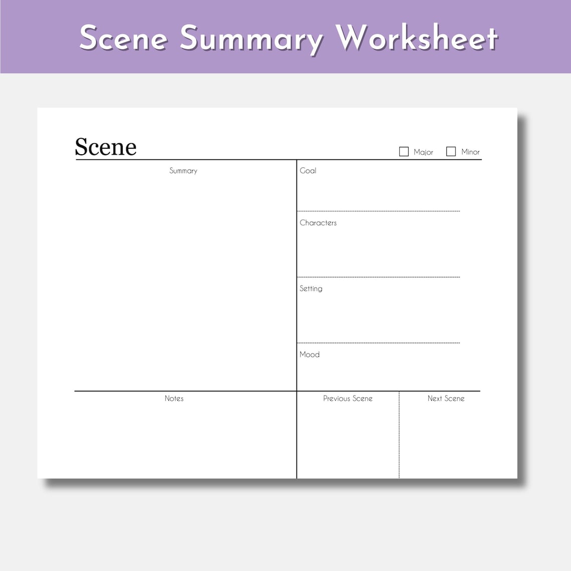Novel Scene Planning Worksheet: Printable Scene Outline (PDF) - Etsy