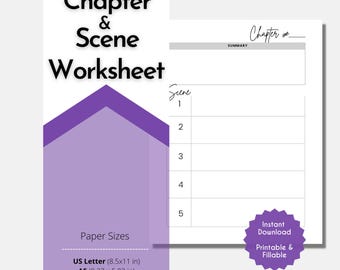 Chapter Scene Planning Worksheet: Novel Writing Printable (PDF)