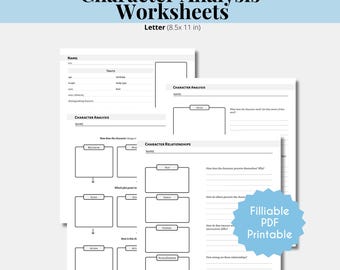 Printable Character Analysis Worksheets for Writers
