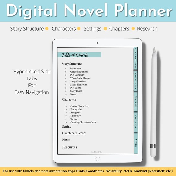 Digital Novel Planner: Story Outlining Worksheets (PDF Download)