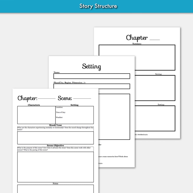 Novel Writing Worksheets Writing Planner Novel Planner Etsy