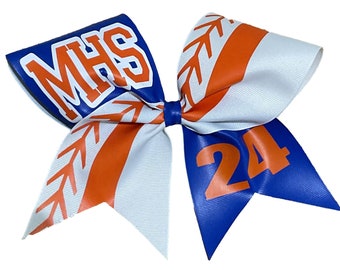 Custom Baseball No Glitter Hair Bows