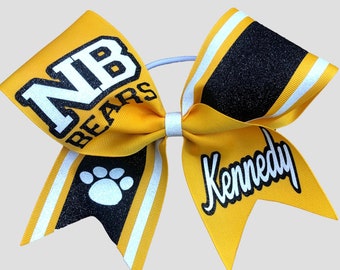 The ULTIMATE Custom Glitter Paw Print Monogrammed Cheer Bow