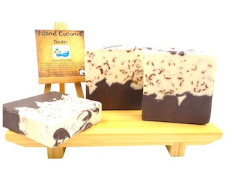 Island Coconut Bar Soap | Tropical Coconut Scented Soap | Summer Beach Soap | Moisturizing Handmade Soap | Vacation Scent Body Bar