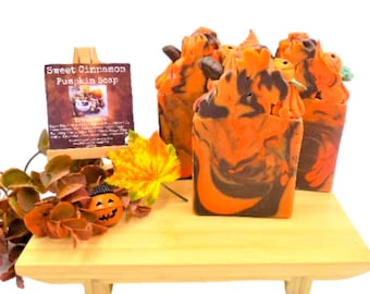 Sweet Cinnamon Pumpkin Soap Bar | Fall Scented Handmade Soap | Pumpkin Spice Soap | Autumn Skincare Gift | Cozy Cinnamon Soap