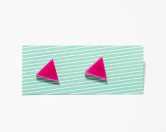 Acrylic triangular post earrings 14mm - 3 colours available