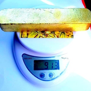913 grams Scrap gold bar for Gold Recovery melted different computer pins