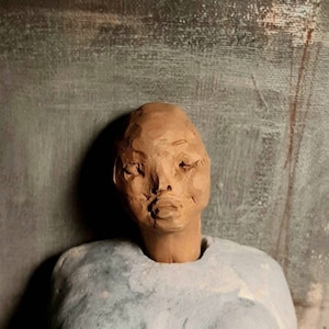 Woman, in Cocoon I/Ceramic Unique Hanging Sculpture/ Female Figure