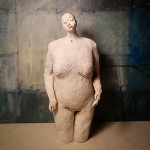 Woman, Standing/ Ceramic Colorful Unique Standing Sculpture/ Female
