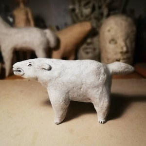 Small White Dog II / Unique Animal Ceramic Sculpture