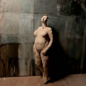 Woman with two buns /Ceramic Unique Hanging Sculpture/ Female Figure