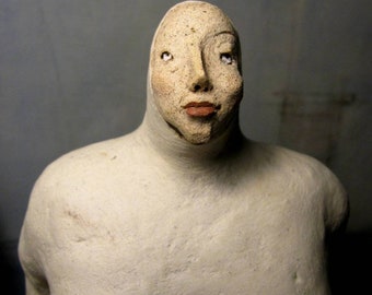 Woman, the Diver/ Unique Standing Ceramic Sculpture