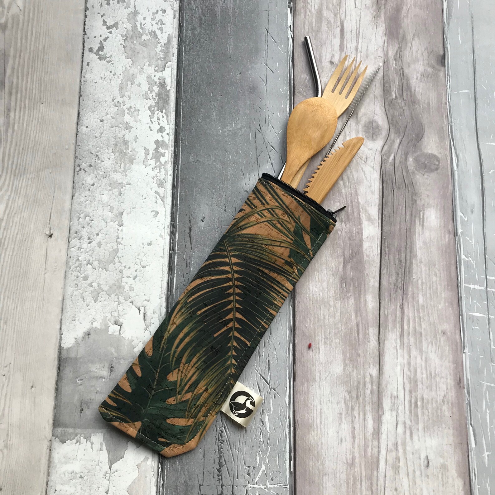 Reusable Cutlery Pouch with Zip Cork Cutlery Case Bamboo Etsy