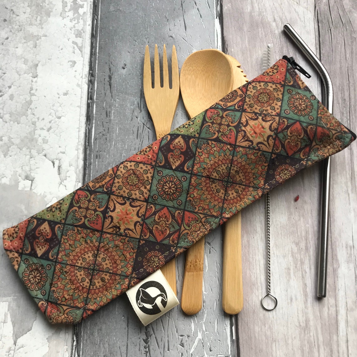 Reusable Cutlery Pouch with Zip Cork Cutlery Case Bamboo Etsy