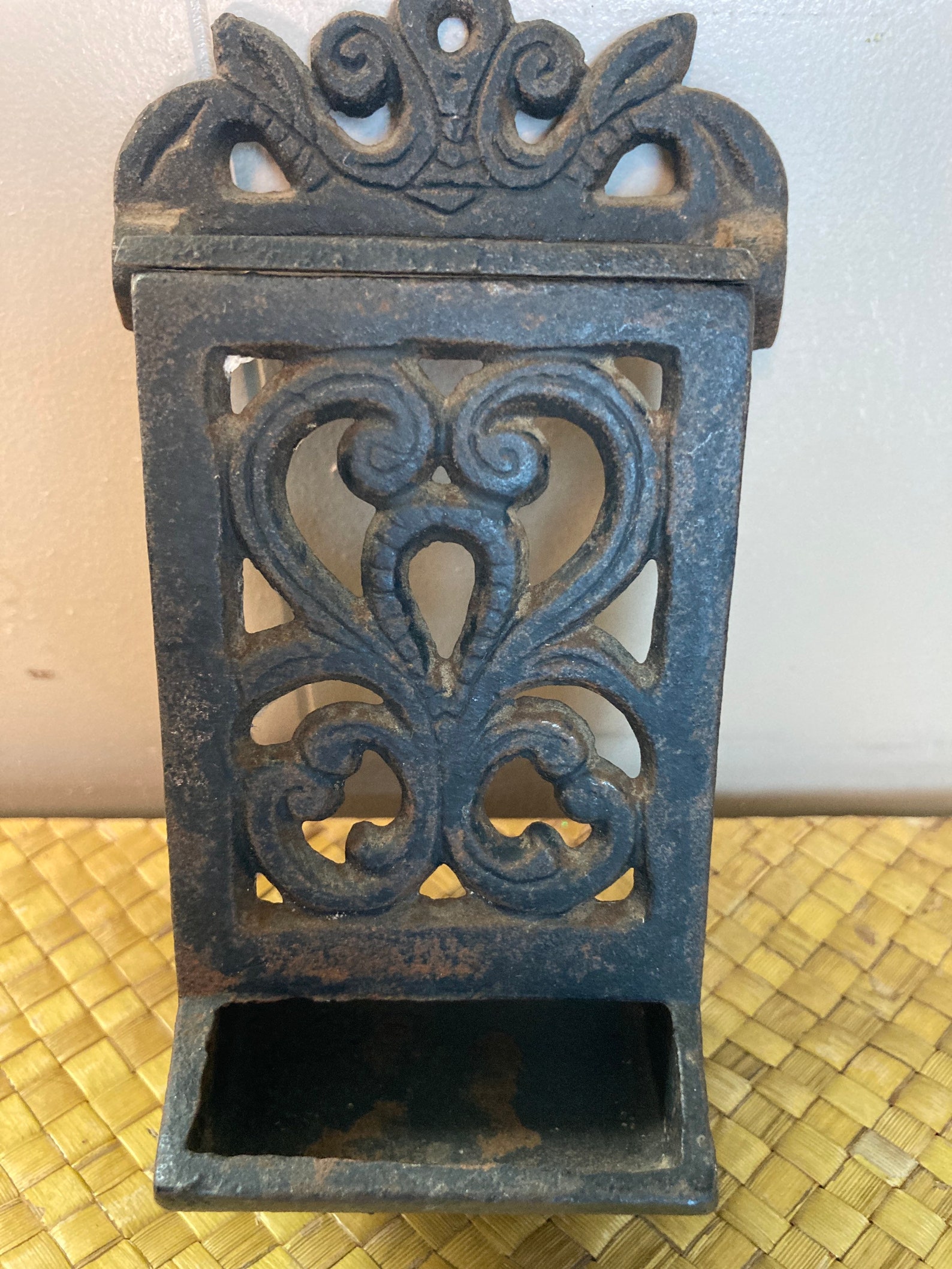 Cast iron match holder vintage with lid Etsy