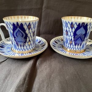 set of 2 Lomonosov Imperial Porcelain Factory cup and saucer st Petersburg