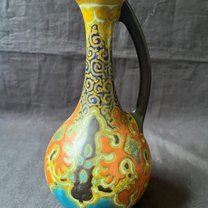 Brocca antica in ceramica olandese Gouda. Circa 1920. Diversi marchi. decor pardan