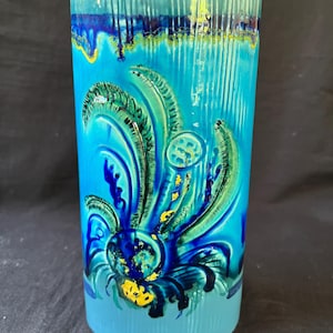Decorative Gouda Holland Flora Faenza Turquoise Cobalt Blue Green Vase 19 cm