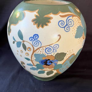 antique dutch Gouda Arnhem vase. Approx 1920. Several marks. decor Flora