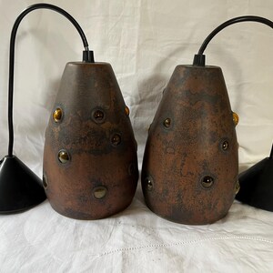 set of 2 Mid century modernnanny still for Raak copper amber glass ceiling lamp