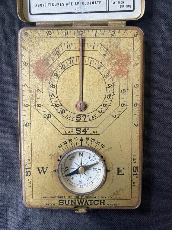 Rare Antique 1922 ' Pocket ' Ansonia Clock Co Sunwatch