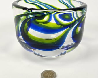 Kosta Boda Glass Heart Platter Ulrica Hydman-vallien Hand Painted