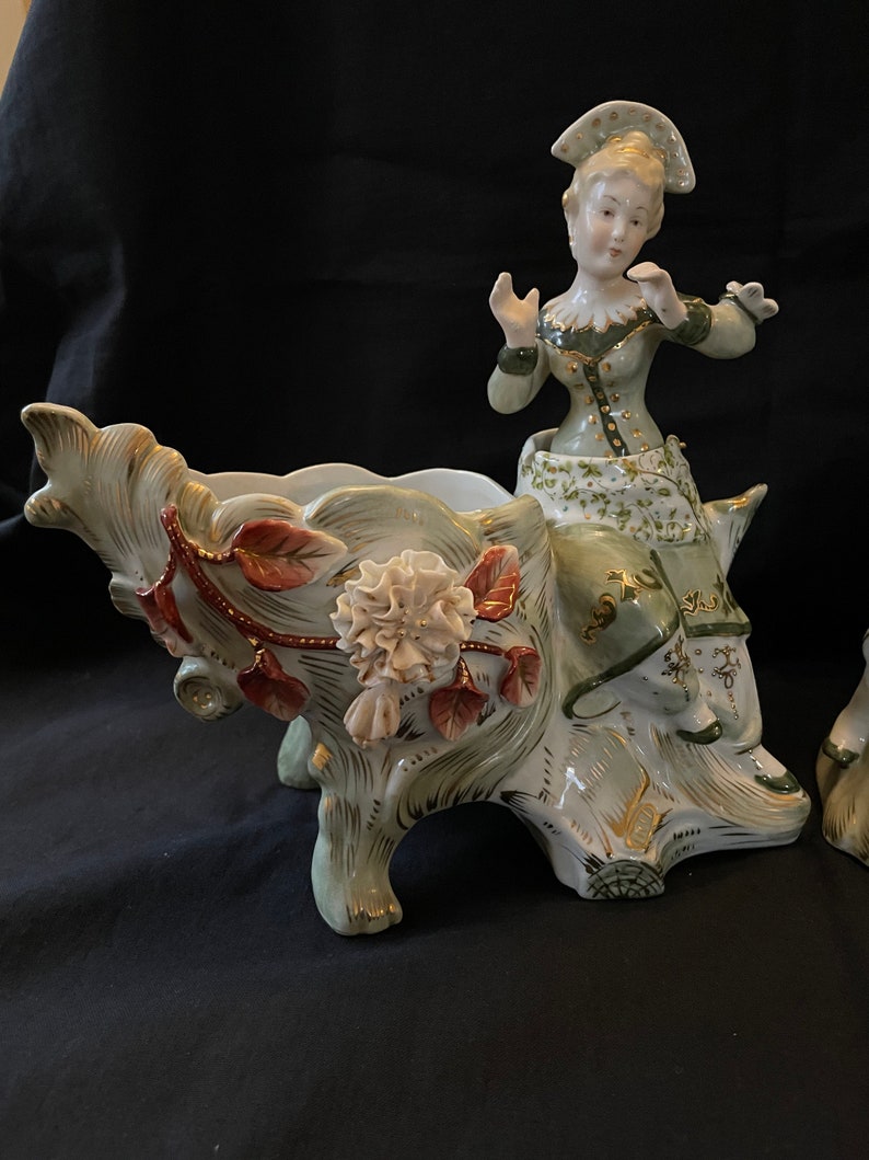 Pair of Antique Porcelain Flowerpots With Moving Figurines. Marked Etsy