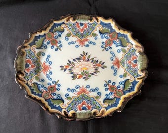 antyczna holenderska Tichelaar Makkum Holland polichromowana miska / naczynie owalne 26 cm 10,3"
