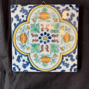 Antique Dutch Delft Makkum polychrome  Tile