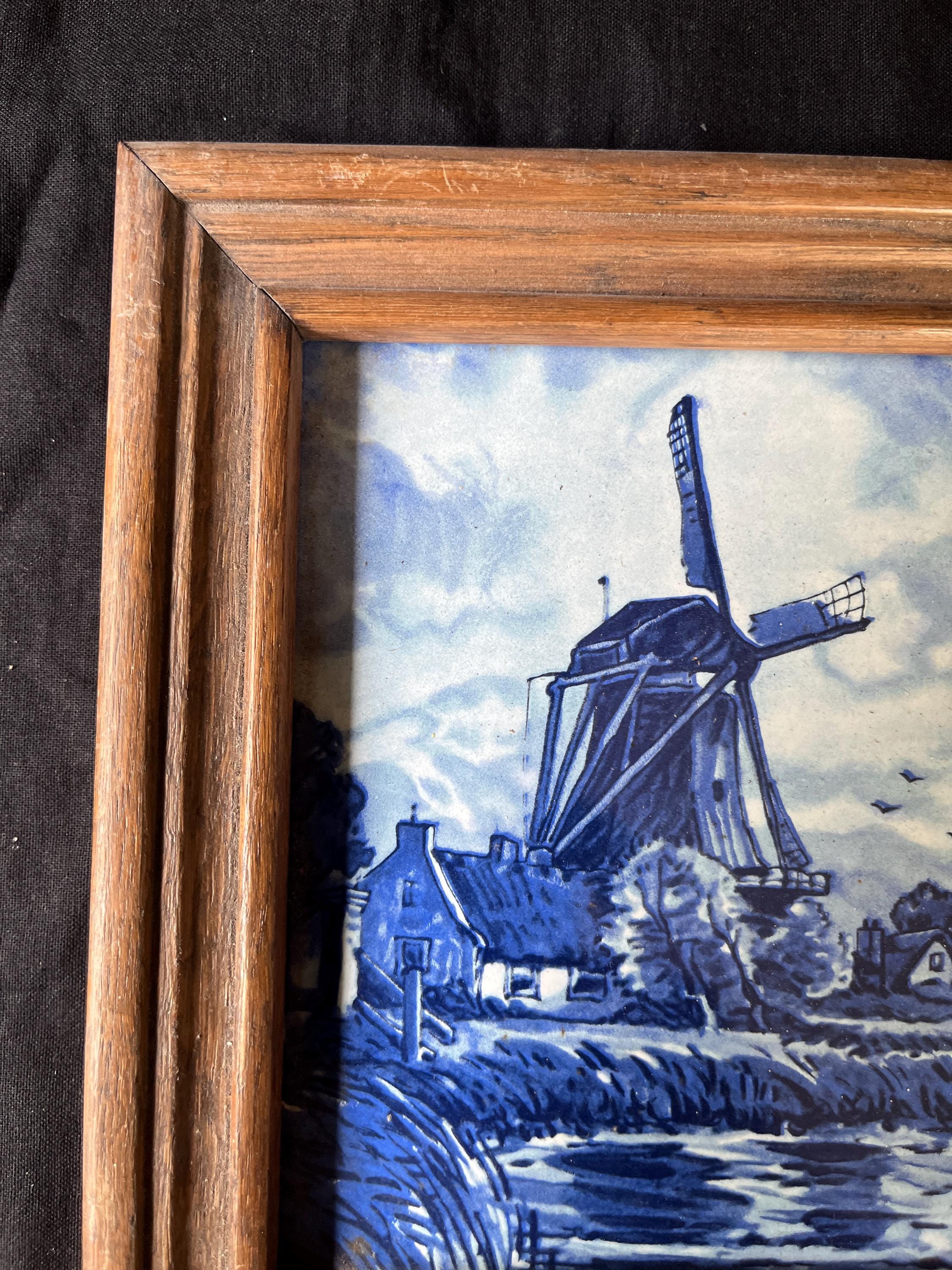 美術品・アンティーク・コレクション オランダ タイル 風景画 風車