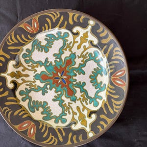 Exclusive Antique 1920 Dutch Gouda  Design wallplate  . signed