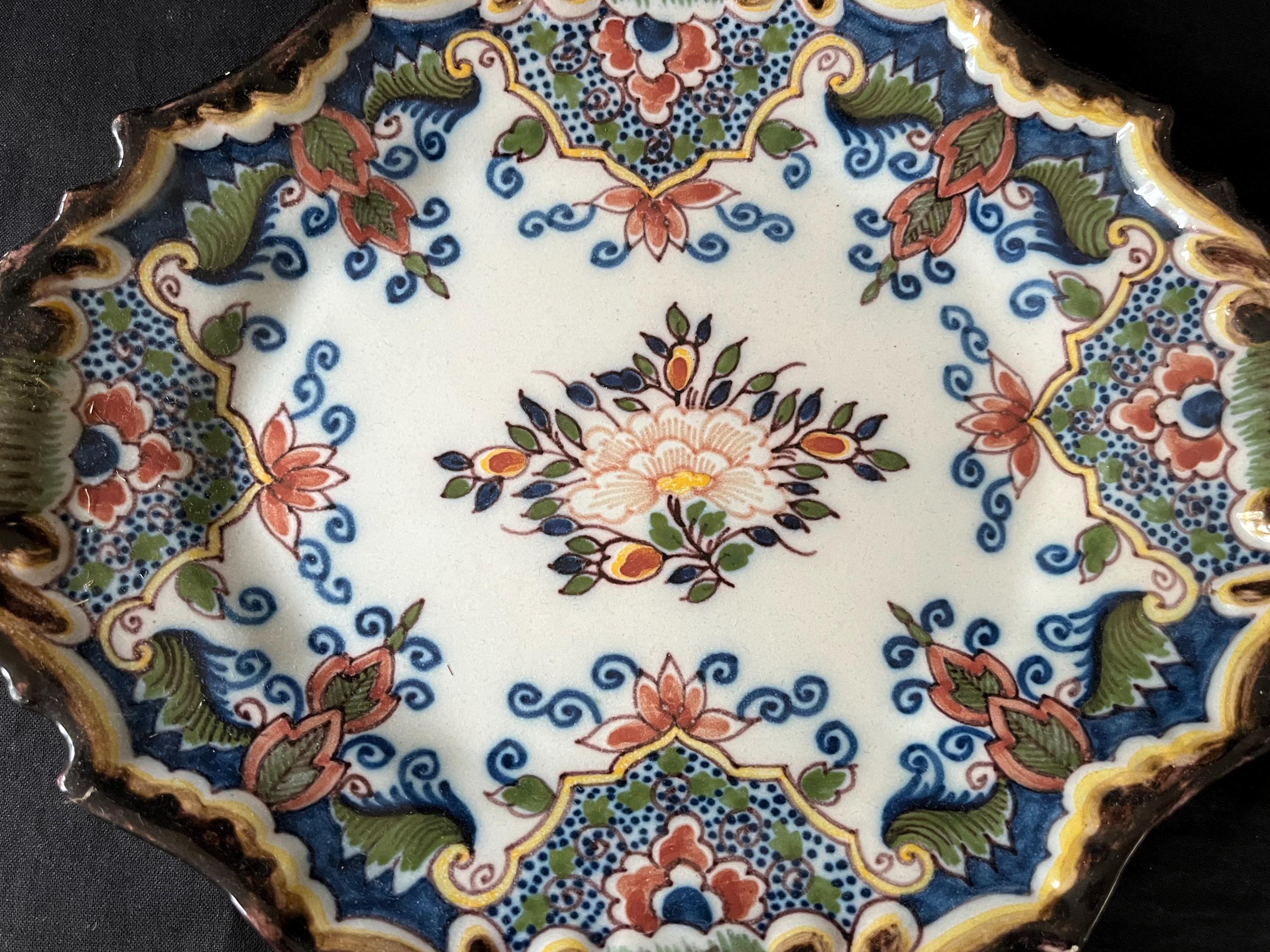 Antique Dutch Tichelaar Makkum Holland Polychrome Oval Bowl