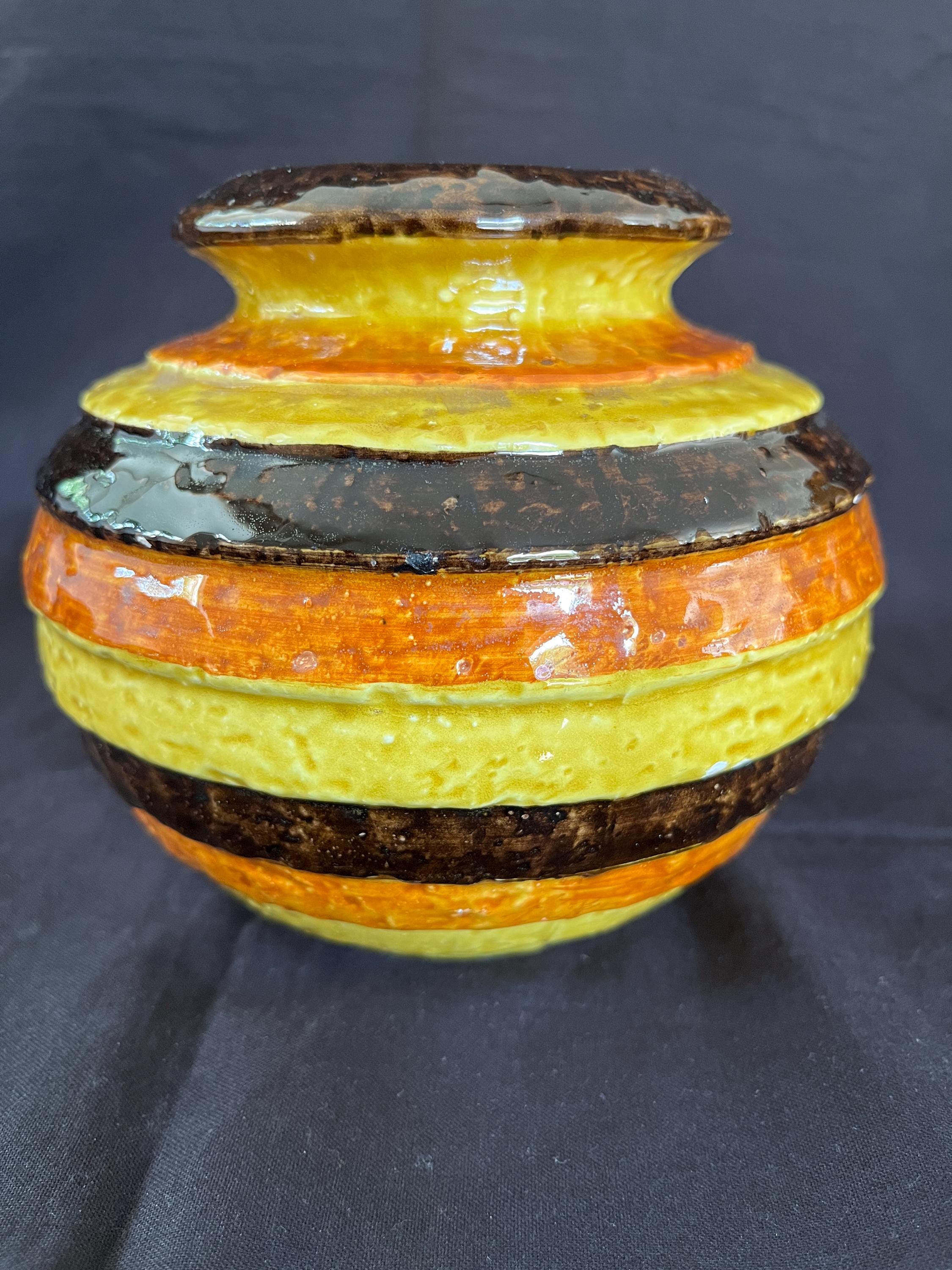 ビトッシ イタリア製 セラミック花瓶 テクスチャードストライプ VTG