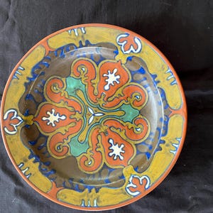 Exclusive Antique 1920 Gouda decor Rohdian Design wallplate  . signed