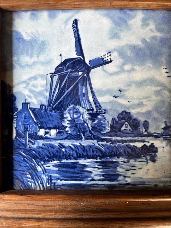 美術品・アンティーク・コレクション オランダ タイル 風景画 風車