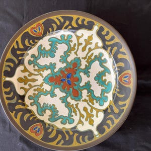 Exclusive Antique 1920 Dutch Gouda  Design wallplate  . signed