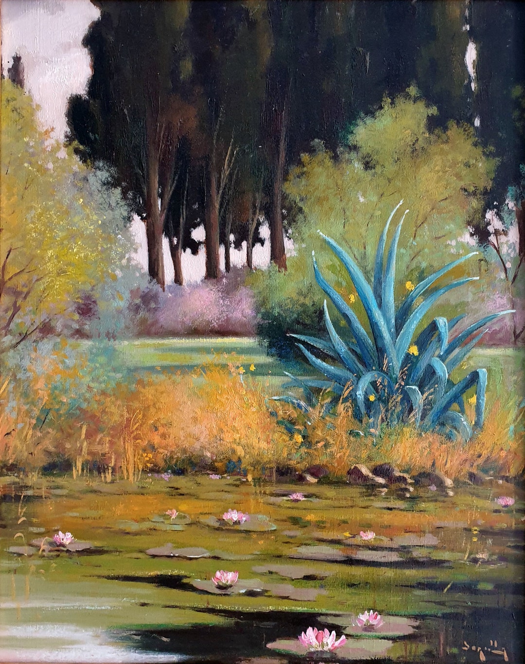 Italian Painting Andrea Borella Painter "the Succulent Plant" Landscape