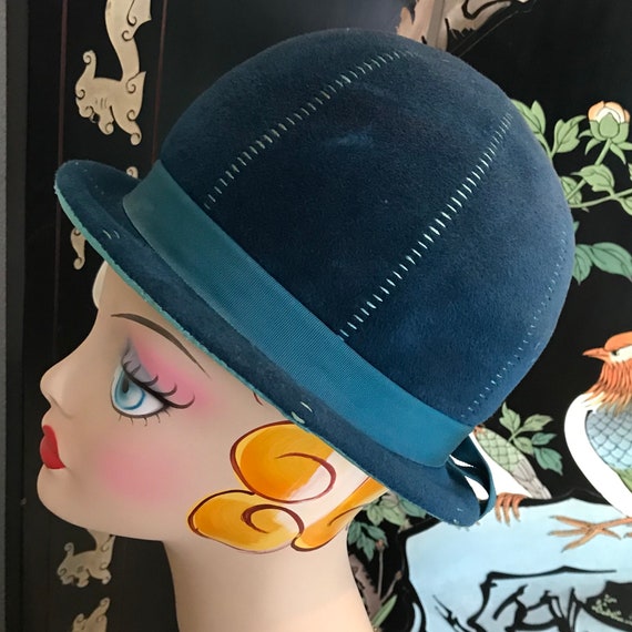 Vintage Teal Mod Hat - image 2