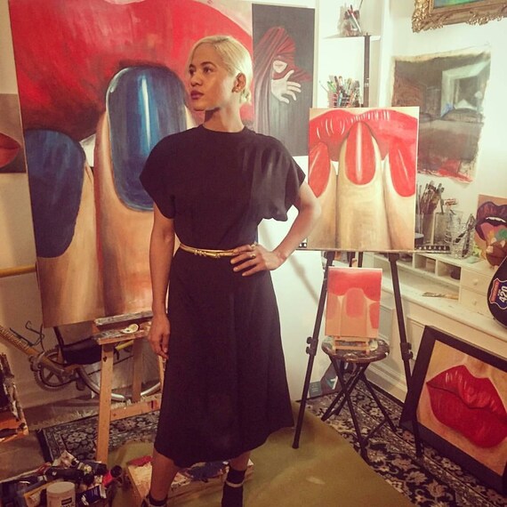 Vintage 30's Black Dress With Capelet