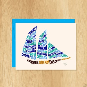 Hand-Lettered Explore. Dream. Discover. Card, Motivational Card, Travel Card, Graduation Card, Adventure Card, Inspirational Card, Ship Card image 1