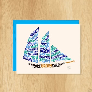 Hand-Lettered Explore. Dream. Discover. Card, Motivational Card, Travel Card, Graduation Card, Adventure Card, Inspirational Card, Ship Card image 1