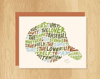 Hand-Lettered Baseball Lover Card, Baseball Hat Card, Blank Card, Baseball Quote Card, Card for Husband, Card for Men