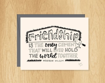 Hand-Lettered Friendship Cement Card, Friendship Card, Card for Friend, Encouragement Card, Fun Card, Thank You Card, Blank Notecard