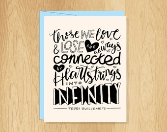 Hand-Lettered Heartstrings Sympathy Card, Loss of a Loved One Card, Memorial Card, Grief Card, Loss Card, Sympathy Card