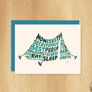 Hand-Lettered Nature Lover Tent Card, Tent Shape Card, Encouragement Card, Nature Card, Camping Friend, Walt Whitman Quote Card