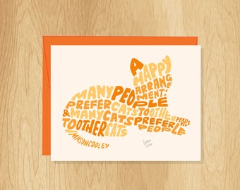 Hand-Lettered Happy Arrangement of Cats Quote Card, Cat Card, Cat Lover Card, Cat Lady Card, Cat Quote Card, Orange Cat Card, Tabby Cat Card