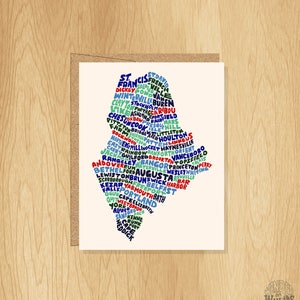 Hand-Lettered Maine Card, Maine Shape Card, Maine Cities Card, Maine Gift, Maine Blank Card, Maine Notecard, Maine Design, Maine Art