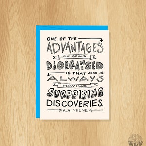 Carte désorganisée lettrée à la main, carte de devis A.A. Milne, carte d’anniversaire tardive, carte de citation Winnie The Pooh, carte de motivation