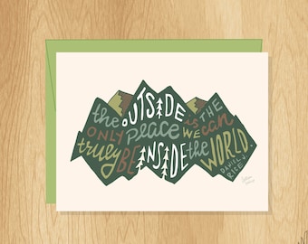 Hand-Lettered Inside the World Card, Outdoor Lover Card, Nature Card, Nature Quote Card, Hiking Card, Nature Lover Card