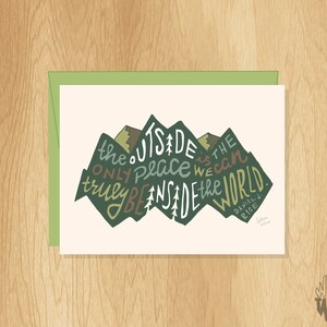 Hand-Lettered Inside the World Card, Outdoor Lover Card, Nature Card, Nature Quote Card, Hiking Card, Nature Lover Card